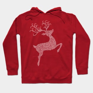 Swirly White Christmas Reindeer Silhouette Hoodie